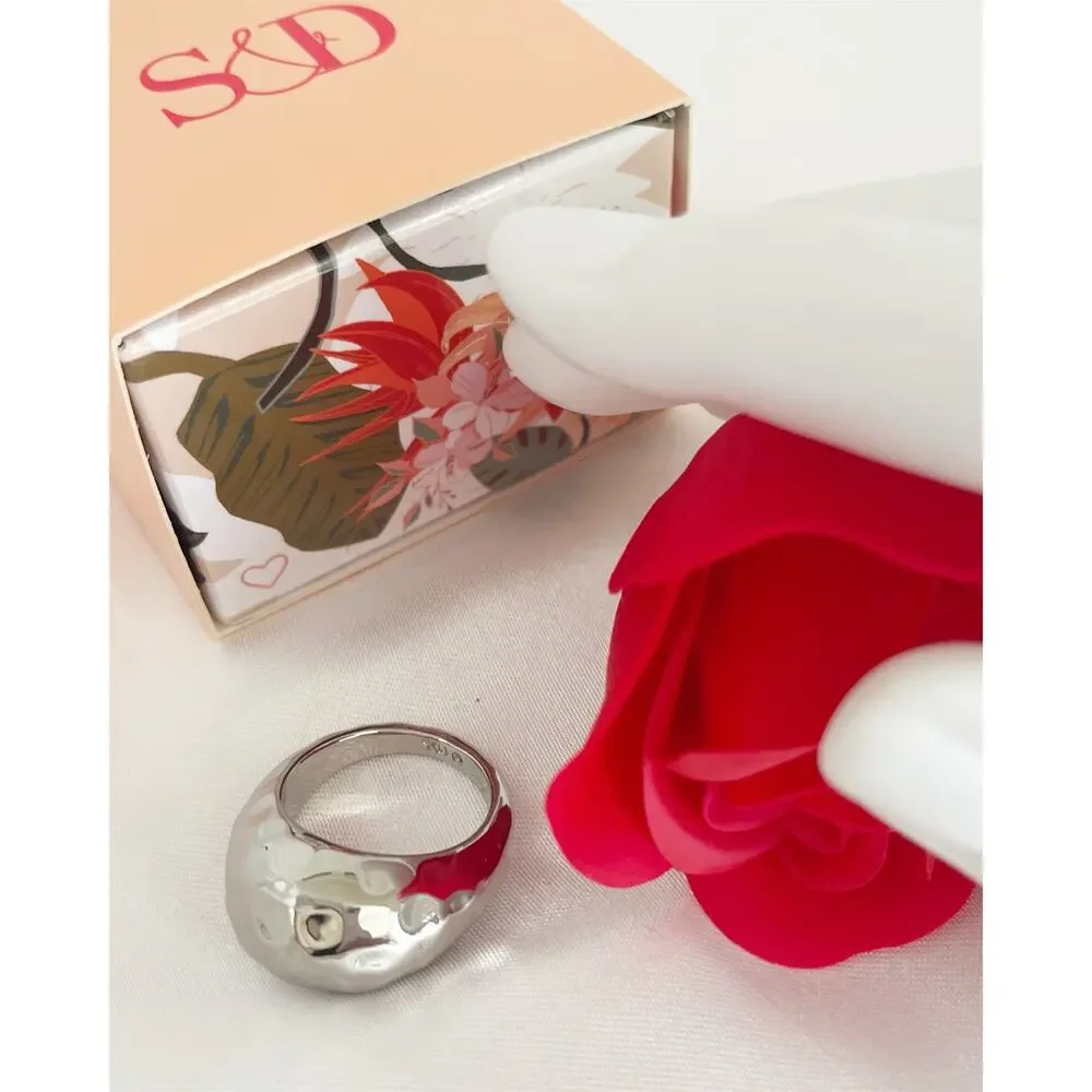 STELLA & DOT Hammered Silver Dome Ring